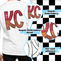Patch thermocollant personnalisé en sequins, broderie couronne, léopard, lettre, appliqué pour sweat à capuche, fabriqué en tissu de haute qualité, vendu directement par l'usine KC