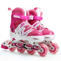 Patins à roulettes LED pour enfants avec roues lumineuses intégrées, personnalisables, roues en PVC, taille réglable, pour l'extérieur