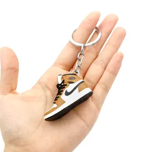 Wholesale Custom 3D Plastic PVC Rubber Mini Sneaker Shoe Keychain Sport Basketball Sneaker Key Chain