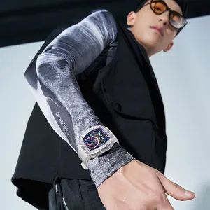 Mark Fairwhale jam tangan mekanis otomatis pria, arloji Stainless Steel tahan air bercahaya gaya olahraga baru Dial kaca kristal