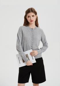 Cardigan corto in lana Merino lavorato a <span class=keywords><strong>maglia</strong></span> grigio anni 120 con bottoni da <span class=keywords><strong>donna</strong></span> a vita alta maglione corto ampio lavorato a <span class=keywords><strong>maglia</strong></span> da <span class=keywords><strong>donna</strong></span> - Product Image 6