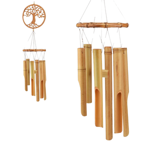 Carillons à vent <span class=keywords><strong>en</strong></span> <span class=keywords><strong>bambou</strong></span> Arbre de Vie pour extérieur - Décoration de jardin <span class=keywords><strong>en</strong></span> bois sculpté, ornement de patio, logo personnalisé, vente <span class=keywords><strong>en</strong></span> gros - Product Image 1
