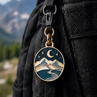 Porte-clés personnalisé en alliage de zinc, émail souple, paysage montagneux, médaille gravée au laser, cadeau promotionnel, souvenir durable et épais
