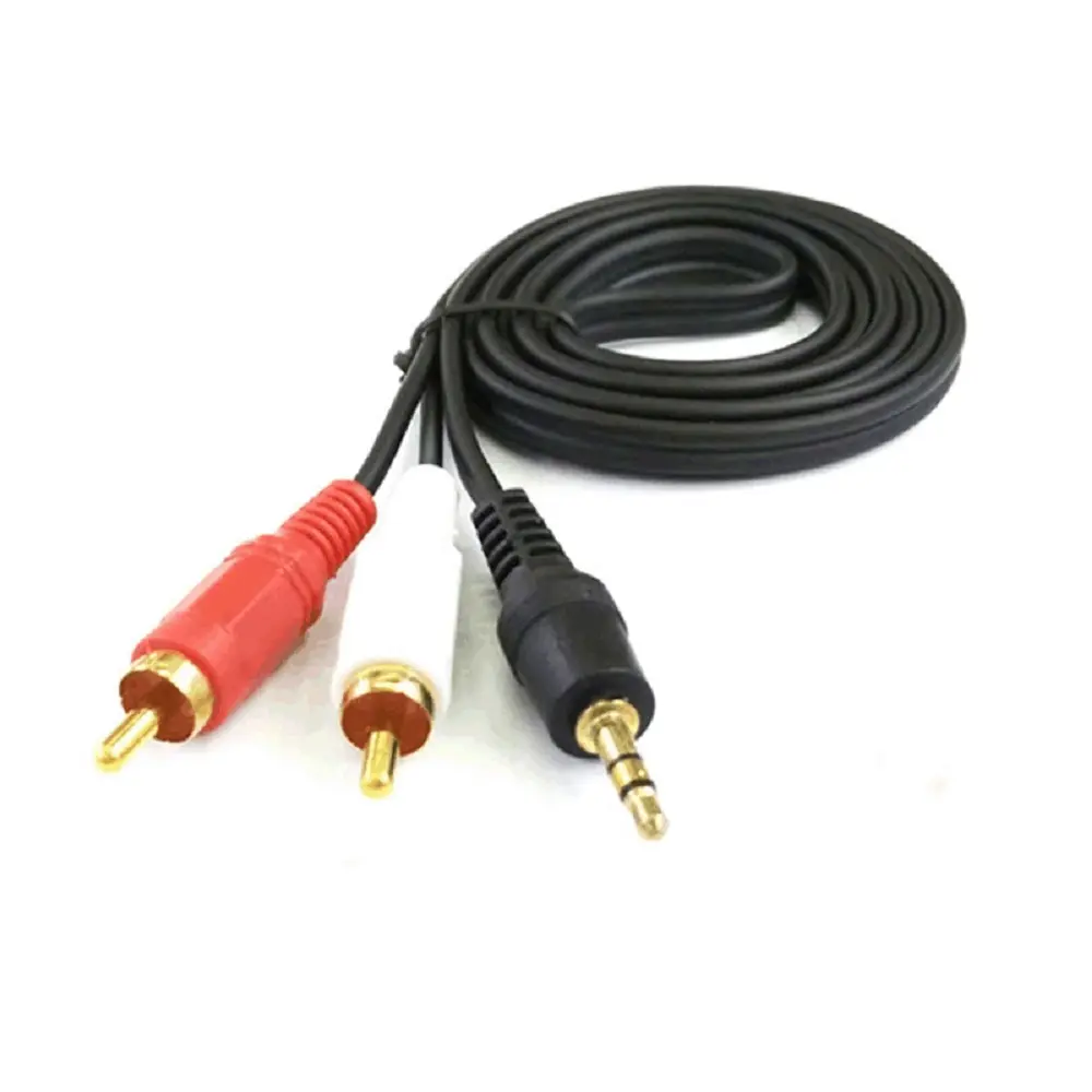 3,5mm macho a 2 RCA macho amplificador de auriculares adaptador de altavoz Cable enchufe estéreo AUX Cable adaptador de Audio