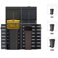 Boîtier de poubelle à roulettes durable KVS 240L pour l'extérieur Bac de rangement écologique en acier galvanisé robuste avec pieds réglables
