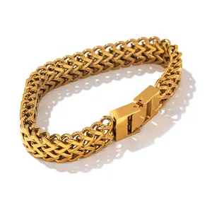 JINYOU 1759 Best Selling PVD Gold Plated Jewelry Charm Statement Stainless Steel Thick Cuban Chain Bracelet Bangle Women