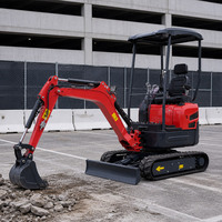 Mini-excavatrice EPA CE avec moteur Kubota, 1 tonne, machine à creuser sur chenilles pour travaux de jardinage, d'aménagement paysager et de terrassement