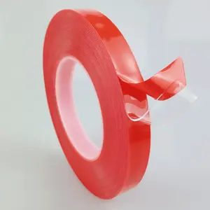 中国非常耐用 1 卷无痕透明亚克力红色双面防水高粘泡棉胶带
