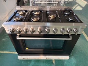 Estufa de Gas de Convección Profesional de 48 Pulgadas, 7 Quemadores, 7.84 Pies Cúbicos Vitrina Independiente Negra con Puerta de Vidrio de Triple Capa e Iluminación LED para el Hogar - Product Image 2