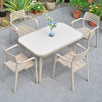 Table à manger d'extérieur moderne et durable en bois avec cadre en aluminium, imperméable et résistante aux UV, pour la plage, la cour et le balcon