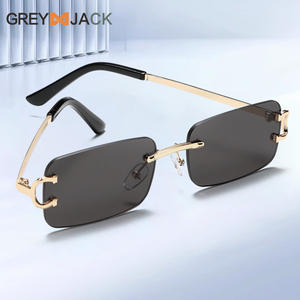 Greyjack – lunettes de soleil sans cadre pour femmes, en métal doré, UV400, légères, type 3, verres PC, S2676 - Product Image 2