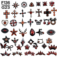 Perhiasan Tindik Titanium F136 G23 Lapis Hitam Berhiaskan CZ Merah, Anting Stud, Labret, Cincin Hidung, Daith, Helix, Tragus, Tindik Tubuh Gothic