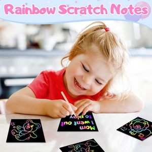 100 cartes à gratter magiques pour enfants, jouet artistique, artisanat, tableau de dessin DIY, notes artistiques colorées, matériau écologique - Product Image 2