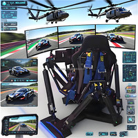 Simulador de Carreras 3DOF-6DOF de 3 Pantallas, de Fibra de Vidrio y Metal, para Uso en Interiores/Exteriores, Tamaño y Peso Personalizables, para Adultos, Escuela de Simulación de Carreras