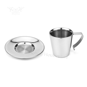 Vaso de chupito Espresso de acero inoxidable 304, espejo de doble pared, tazas de <span class=keywords><strong>capuchino</strong></span>, herramientas de té y café, taza de café con juego de platos - Product Image 6