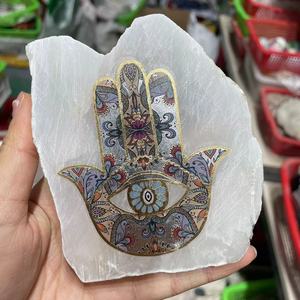 Toptan doğal selenit kuvars şifa kristal taşlar ham taş levha Fatima el selenite çakra ile Fengshui için - Product Image 4