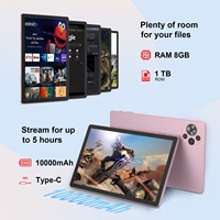 Tablet PC C idea Factory de 10.36 Pulgadas, 8GB de RAM + 1TB de ROM, Android 14, Procesador Octa Core, Batería de 10000mAh, Color Rosa, Tablet con Ranura para Tarjeta SIM