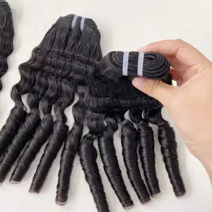 Best Cuticle Aligned Vietnam Bone Straight Fancy Curl Super Double Drawn Raw Human Hair Bundles With Closure In Wholesale Price