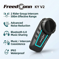 Intercomunicador para Casco de Motocicleta FreedConn KY-V2, Resistente al Polvo y al Agua, Material ABS, BT 6.0, Doble Chip, Mezcla de Audio
