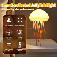 Lampe méduse à commande vocale, vente chaude, originalité, lumière d'ambiance, tactile, rotation automatique, dégradé de couleurs, lampe de bureau