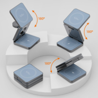 Station de charge sans fil pliable 3-en-1, station d'accueil magnétique, matériau ABS, port Type-C 25W pour iPhone pour Watch