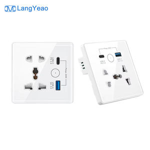 LangYeao PD20W panneau de verre universel prise minuterie télécommande murale Tuya WiFi/ZIGBEE USB 5 trous prise intelligente avec Type C - Product Image 1
