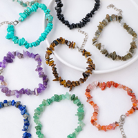 Bracelet en perles de cristal naturel en gros, bijoux ajustables en pierres gemmes roulées pour femmes et hommes, cadeau, approvisionnement en vrac