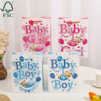 Sac en papier à motif ours mignon et vêtements pour emballage de produits pour bébés, thème animal, design de poussette de dessin animé, touches d'anniversaire