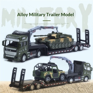 1 50 Camion Remorque Militaire Métallique à Plateau Plat 33CM Modèle de Véhicule <span class=keywords><strong>Char</strong></span> Avion Sous-marin pour Jouet de Contrôle de Force - Product Image 4