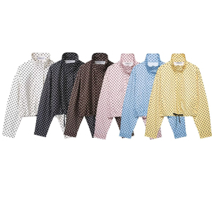 チャンネルシック 2026 ポルカドットジャケット レディース ジップアップ クロップド オーバーサイズジャケット 春夏 軽量 トレンド カジュアルコート - Product Image 5