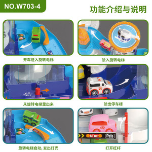 Ensemble de jeu de garage de stationnement urbain à quatre étages avec ascenseur rotatif et voitures pour enfants de 4 à 6 ans, en plastique - Product Image 5