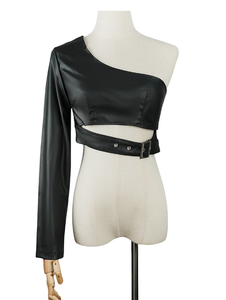 <span class=keywords><strong>Chaqueta</strong></span> de moto Bliberry 2026, la más reciente, de un solo hombro, con hebilla, para mujer, ajustada, de piel sintética, para verano - Product Image 5