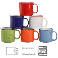 Tasse à café émaillée écologique 15 oz, logo peint, en grès, portable, vintage, mouchetée, pour le camping, mug à café en céramique pour le feu de camp, cadeau