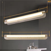 Lustre moderne en acrylique long à LED pour table à manger, café, bar, comptoir, bureau, décoration artistique, luminaire suspendu au plafond