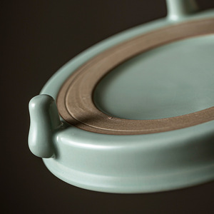 Ru Ware Ceramic Three Legged <b>Tea</b> <b>Tray</b> With Crackle Glaze For Kung Fu <b>Tea</b> Set Teapot Holder - Product Image 2