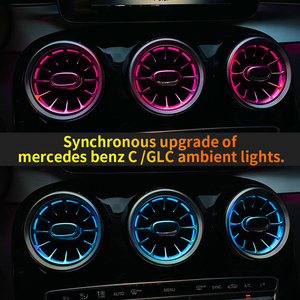 Sortie d'air conditionné du tableau de bord avant pour Mercedes Benz Classe C 15-21 W205 GLC X253, éclairage d'ambiance LED commandé par application - Product Image 3