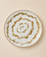 Assiette creuse française Mystique Rose Fleur Blanche 7,5 pouces (18,7 cm), 45 % de porcelaine fine avec décalcomanie et lustre doré, Porcelaine
