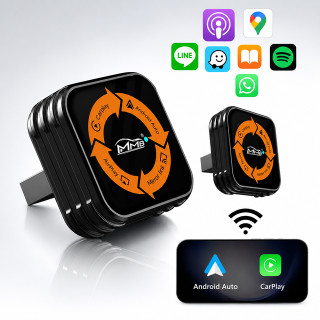 4-in-1 Wireless Carplay Smart Mini Dongle Android Auto Multimedia Receiver Export Supplier OEM ODM Solution Factory Partner
