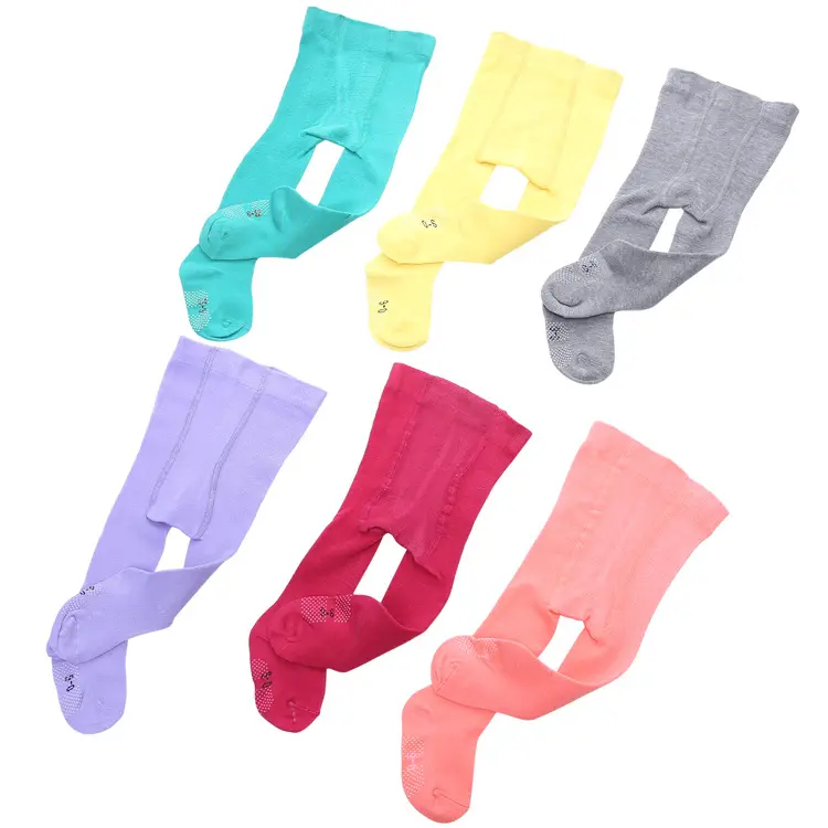HY-1241 In stock Anti slip Leggings Baby Child solid color oem kids cotton knitted newborn baby pants girls boy