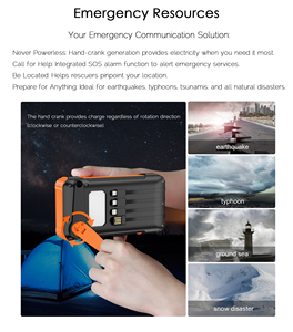 Banque d'alimentation solaire 10000mAh <span class=keywords><strong>Chargeur</strong></span> <span class=keywords><strong>portable</strong></span> d'urgence Manivelle solaire et <span class=keywords><strong>dynamo</strong></span> avec lumière intégrée et câbles Puissance de sortie 20W - Product Image 4