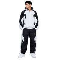 Ensemble 2 pièces de pantalons de survêtement softshell pour homme, personnalisé, écologique, léger, imperméable, à capuche, décontracté, avec fermeture éclair, couleur unie et passepoil contrastant
