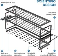 Étagère de garage en métal organisation de garage robuste avec 7 supports de perceuse, organisateurs de boîte à outils Amoowis et support mural de rangement