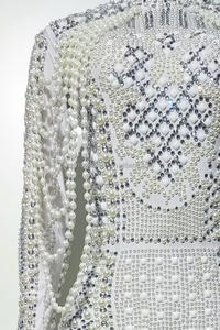 KYOTO กระโปรงสั้นรัดสะโพกรัดรูปเซ็กซี่สีขาวประดับเลื่อมมุกชุดปาร์ตี้รถโมเดลการเดิน - Product Image 4