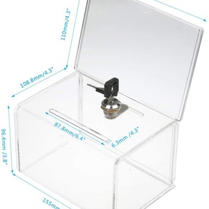 Custom Clear Acrylic Donation Ballot <b>Box</b> <b>Secure</b> Suggestion <b>Box</b> with Lock Customized Logo Silk-Screen Printed Custom Thickness - Product Image 4