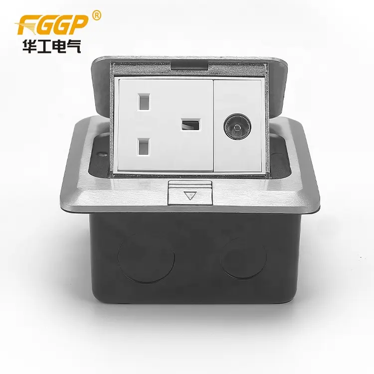 Floor Box Socket Outlet 3 Pin 110V 220V 13A 16A Vga Floor Power Socket Box Outlet With HDM Charger