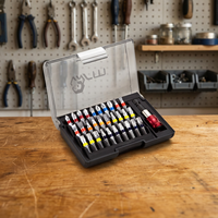Ensemble de 31 embouts de coloration chromés de haute qualité 1/4" x 25 mm avec étui rigide OEM