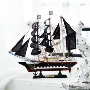 Sculpture en bois nautique, art artisanal côtier méditerranéen, décoration de maison de plage et d'océan, modèle de <span class=keywords><strong>bateau</strong></span> à voile en bois de <span class=keywords><strong>pirate</strong></span>, <span class=keywords><strong>voilier</strong></span> - Product Image 3