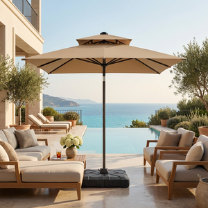 <span class=keywords><strong>Parasol</strong></span> cantilever grand format coupe-vent robuste anti-<span class=keywords><strong>UV</strong></span> pour extérieur, double toit carré beige avec manivelle - Product Image 3