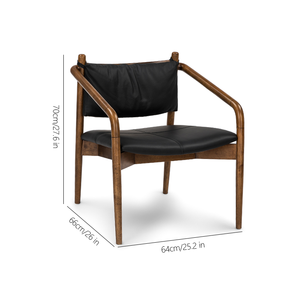 <span class=keywords><strong>Fauteuil</strong></span> en bois de noyer avec coussin en <span class=keywords><strong>cuir</strong></span> PU microfibre noir - Chaise d'appoint de style moderne du milieu du siècle pour salon et coin lecture - Product Image 2