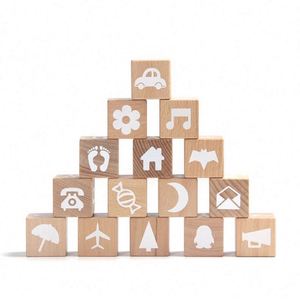 Baby Safe Natural Wood Learning Toy 26 Wooden <b>ABC</b> Building <b>Block</b> Alphabet Letters Stacking <b>Blocks</b> - Product Image 6